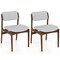 Grey & Brown Upholstered Dining Chairs Set of 2 – Rubber Wood Frame, Padded Linen Seat, 330-lb Capacity